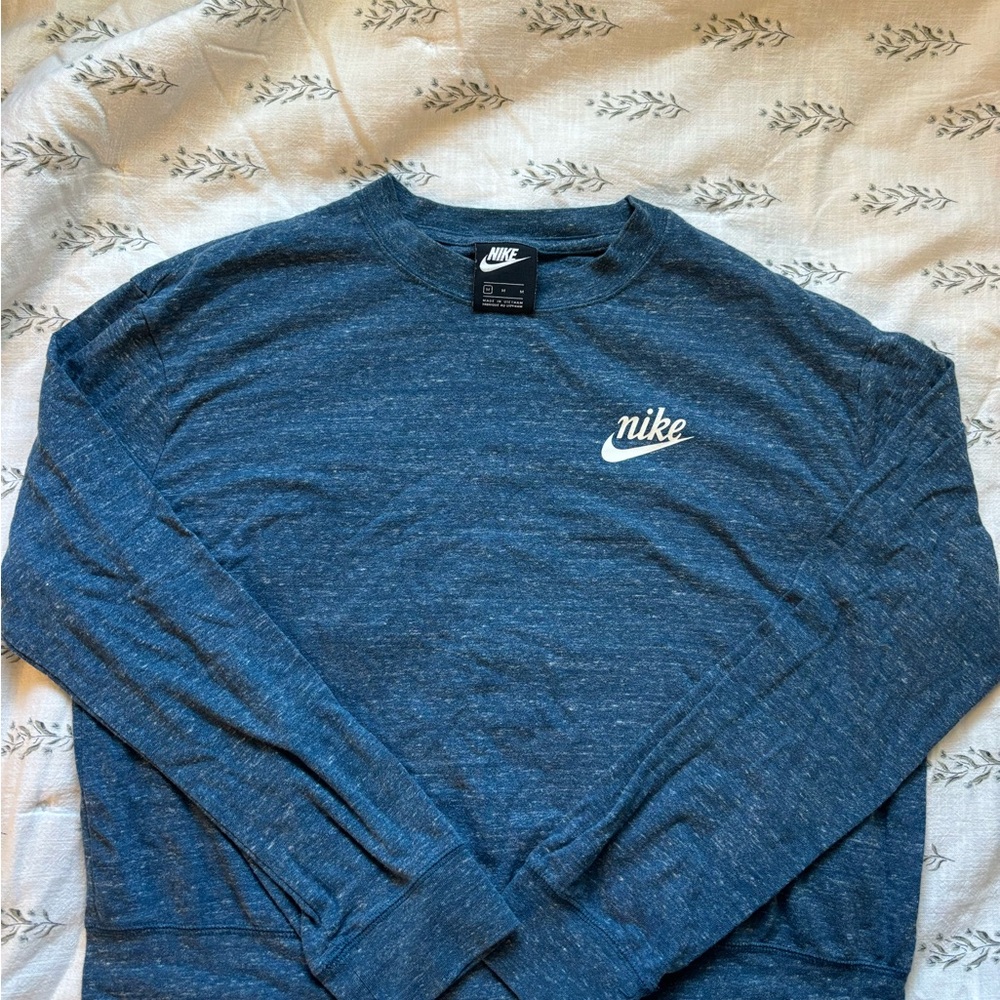 Nike Men's Heathered Blue Crewneck Sweater